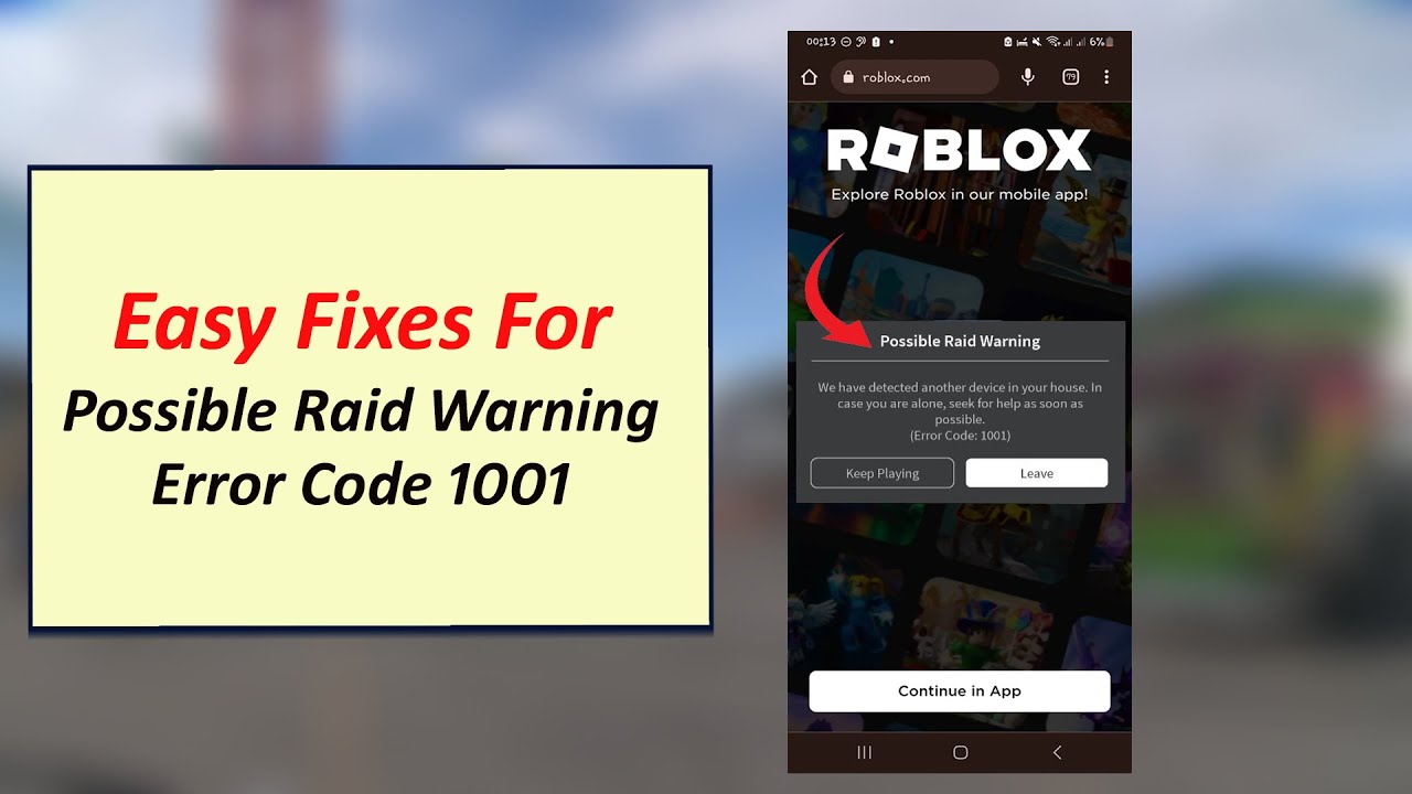 Fix: Roblox Error Code 1001 Possible Raid Warning We have detected another  Device in your house 