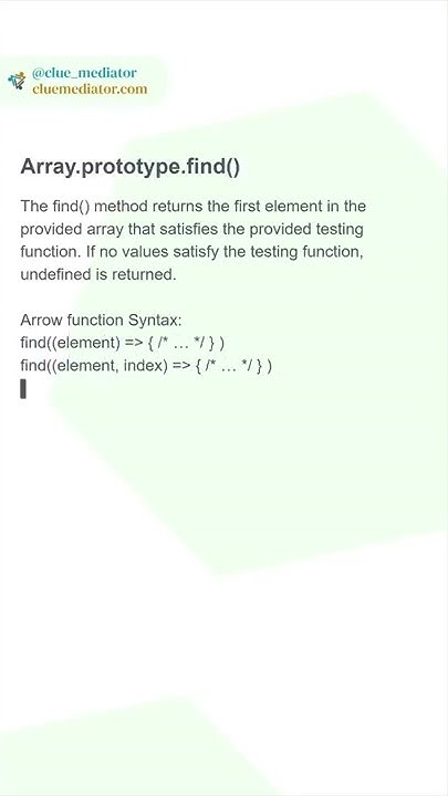 Array.prototype.find() | #array #javascript - YouTube