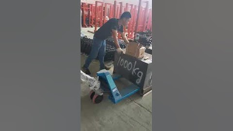 Hydraulic hand pallet truck load test. Guangdong Niuli Logistics