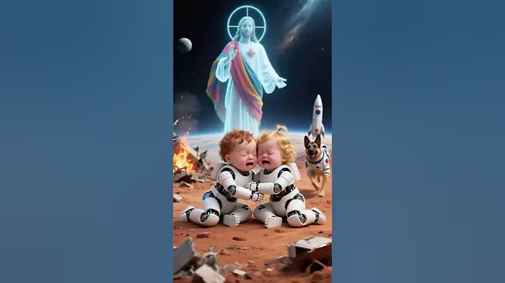 The flying journey of two robot babies.#cute #jesus #shorts #ai