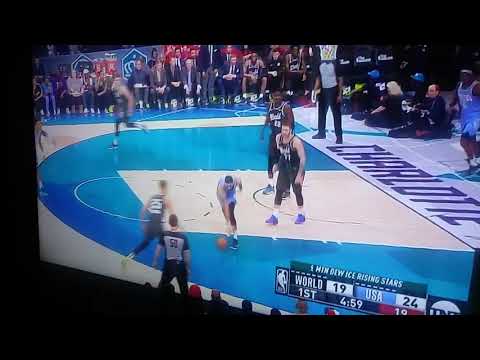 De'aaron Fox tries to do the shake and bake but fail