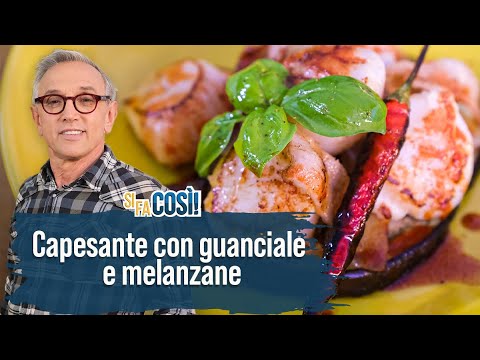 Capesante con guanciale e melanzane