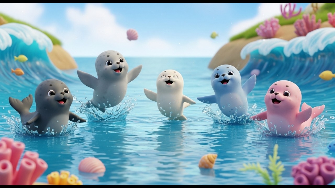 Five Little Seal Friends Splash Splash Splash | Ocean Animals & Counting Song