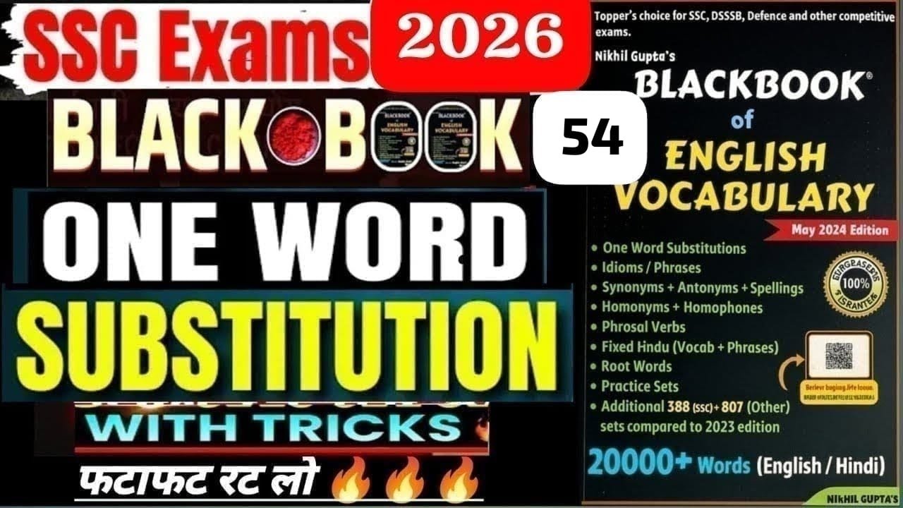 Black Book 🔥🎯One Word Substitution| SSC CGL CHSL 2026 | 100% | black book Vocabulary with trick 