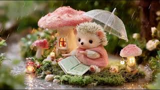 Soothing Harp music in raining forest