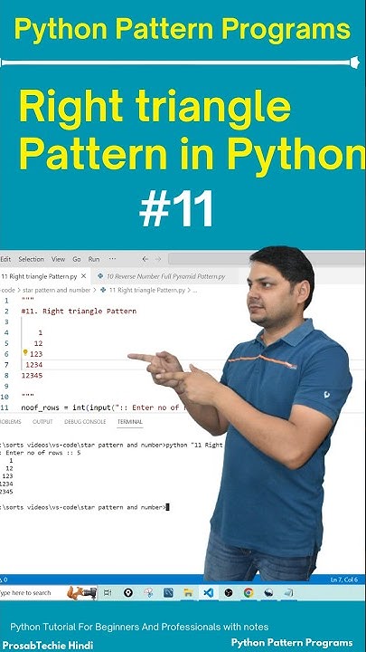 python program to print Right Triangle pattern -11 | right triangle ...