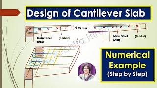 Solved Example on Design of RCC CANTILEVER SLAB: Step by Step Procedure, Detailing of Reinforcement