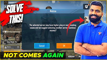 The selected Server May have higher ping or Matchmaking issues solve |matchmaking problem #pingpubg