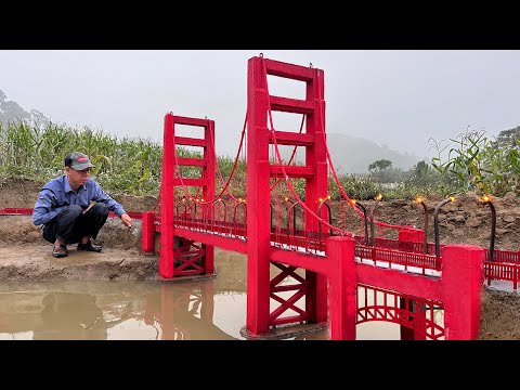 Construction of the mini Golden Gate Bridge