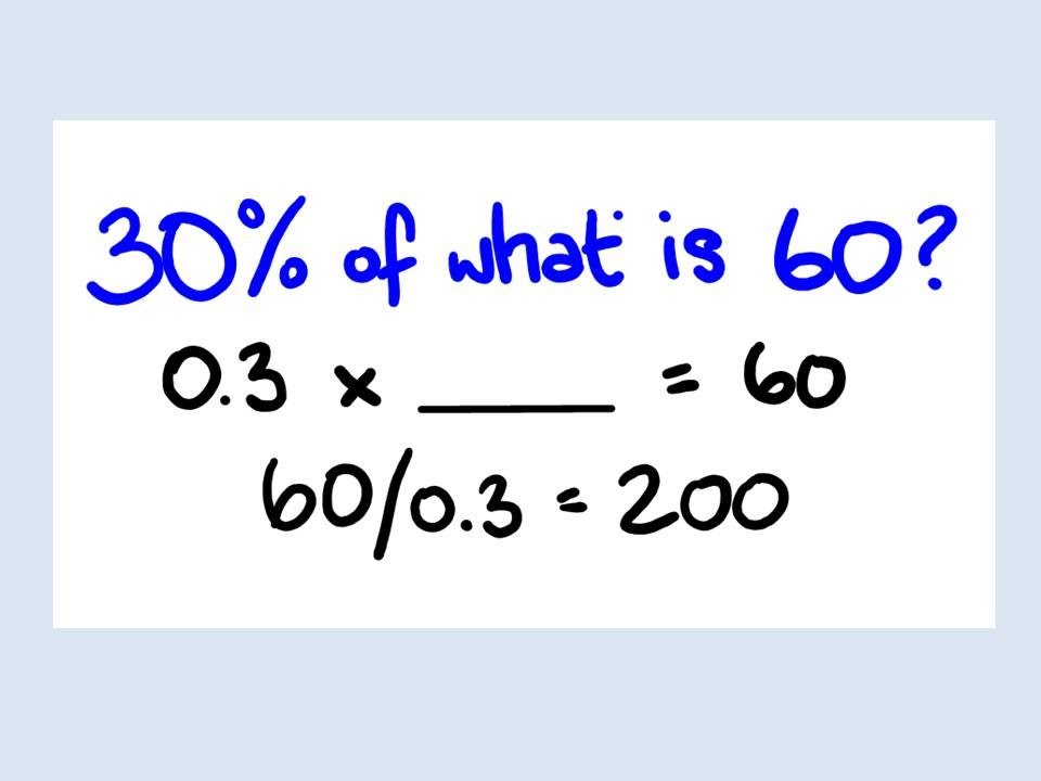 Percent of a unknown number - percentage math lesson