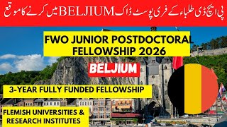 FWO Junior Postdoctoral Fellowship 2026 Belgium Fully Funded for All Disciplines