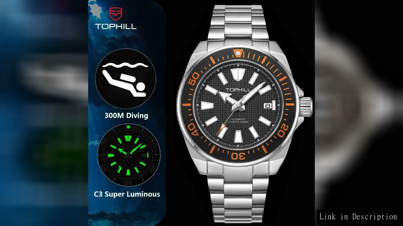 TOPHILL 43.5mm Professional Dive Watch Automatic NH35 Movement Sapphire 300M Waterproof Super Lumino