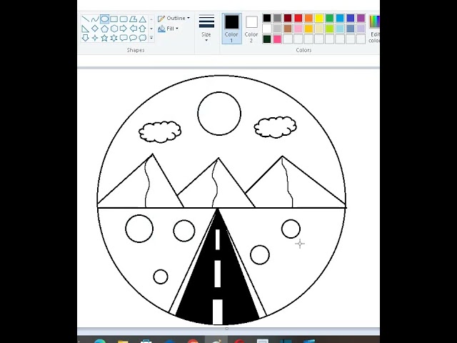 Circle scenery draw#shorts# Drawing vedio.landscape drawing with ms paint#viralshorts#sjb learnin 21 class=