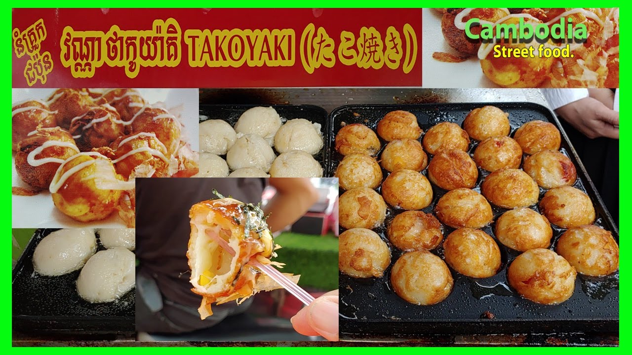 Asia street food 2020 - Japanese food TAKOYAKI (たこ焼き)! -  Nom Krok Japanese.