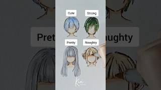 How to draw anime girl hair: Cute vs Strong vs Pretty vs Naughty #anime #art #draw #hairstyle