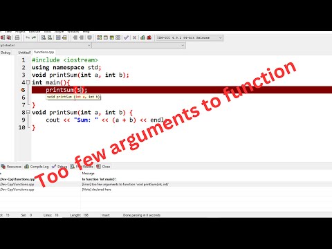 Too few arguments to function error in C++