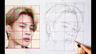 BTS outline drawing // BTS drawing Grid Method