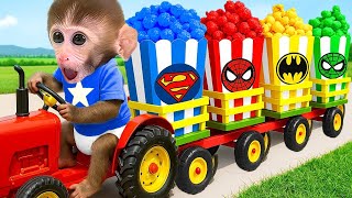 El lindo mono DuDu rescata a sus amigos de las abejas y cosecha caramelos de gelatina con el patito