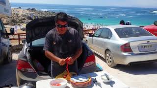 Ensalada a la chilena en Playa la Virgen, Atacama