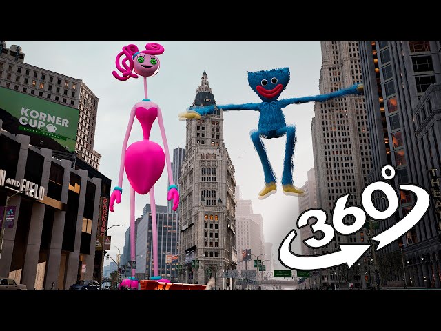 VR 360° GIANTS Mommy Long Legs and Huggy Wuggy attack in New-York!! class=