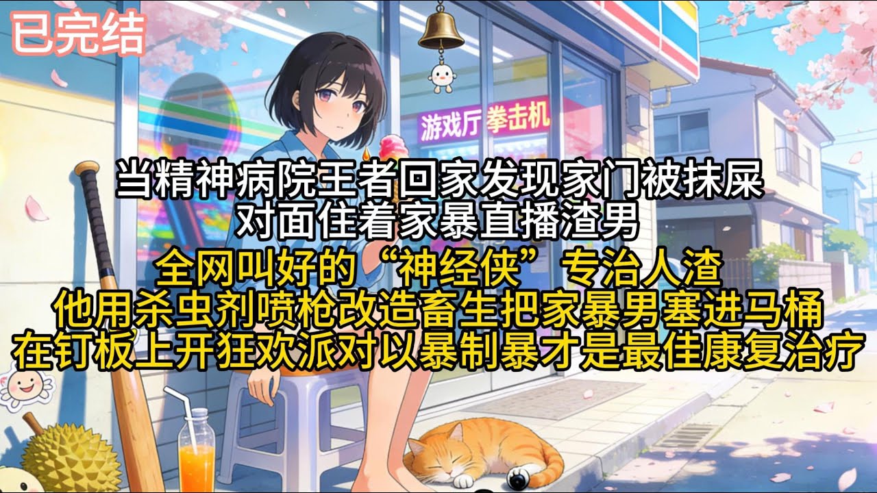 【已完结】当精神病院王者回家，发现家门被抹屎！对面住着家暴直播渣男？全网叫好的“神经侠”专治人渣：他用杀虫剂喷枪改造畜生，把家暴男塞进马桶，在钉板上开狂欢派对——以暴制暴才是最佳康复治疗！