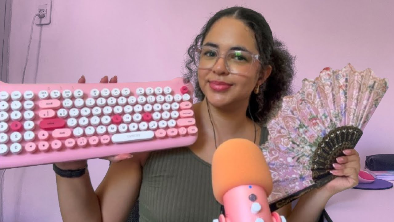 ASMR pink triggers 🩷🌸🎀 (keyboard sounds, tapping, scratching, whispers)