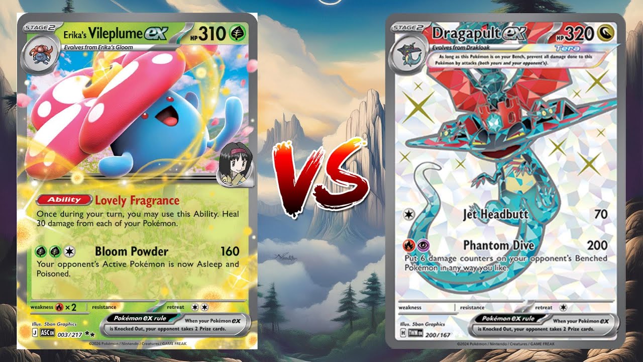 Pokemon TCG Live Erika's Vileplume EX Meganium VS Dragapult EX Munkidori!!