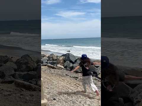 Son Imitating Mom at the Beach #shorts