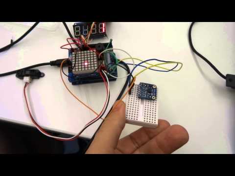 Game programming with arduino I2C test programming with IR distance sensor (small breadboard)