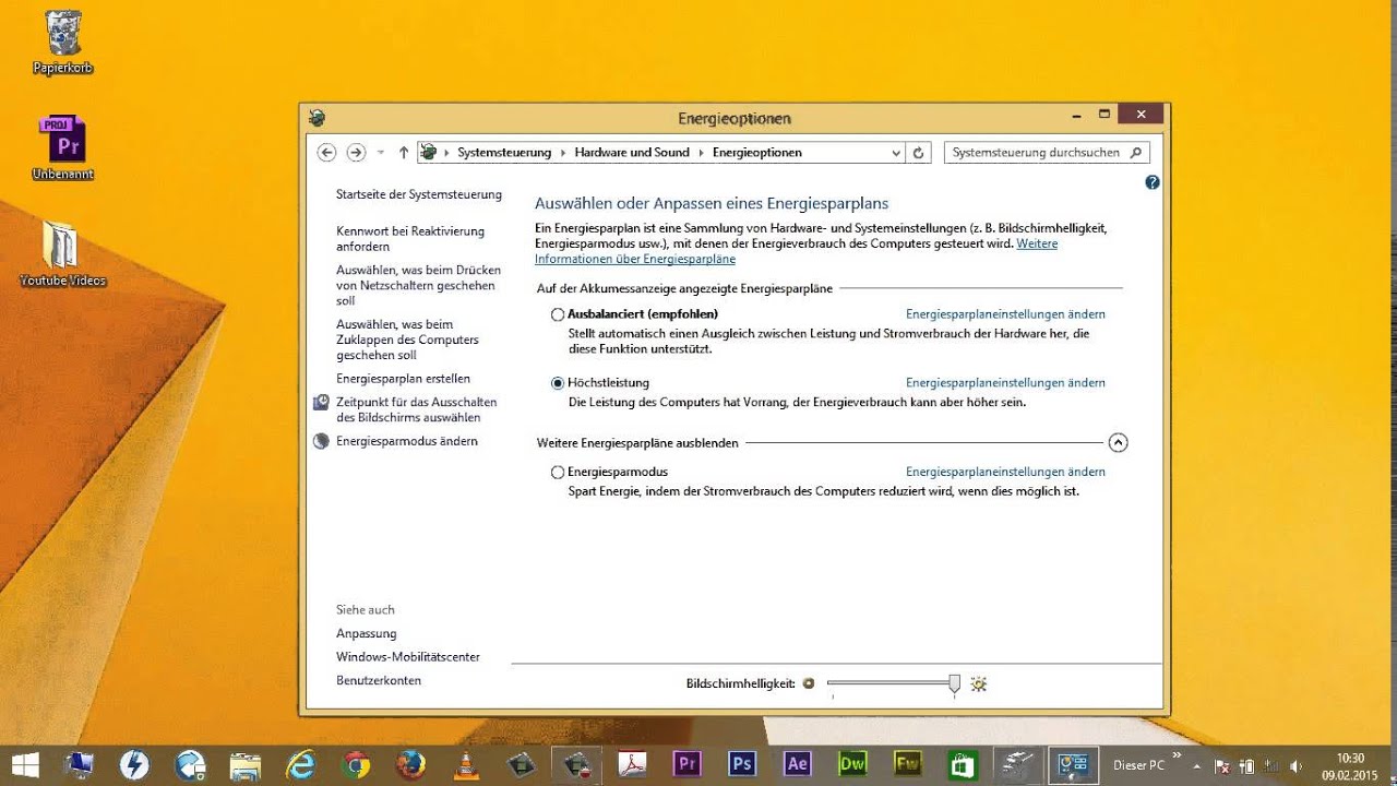Windows 8 Energieverbrauch optimal anpassen um mit dem PC