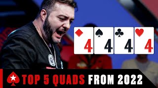 Top 5 QUADS HANDS OF 2022 ♠ PokerStars