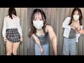 【ノーブラ ノーパン 生着替え】キャミソールから制服に生着替えしてみた!!