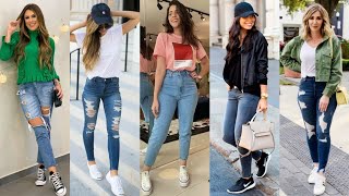 Comunismo comida Terapia OUTFITS CASUALES CON JEANS Y TENIS EN TENDENCIA 2021/2022 ! HERMOSOS  OUTFITS CON TENIS Y JEANS - YouTube