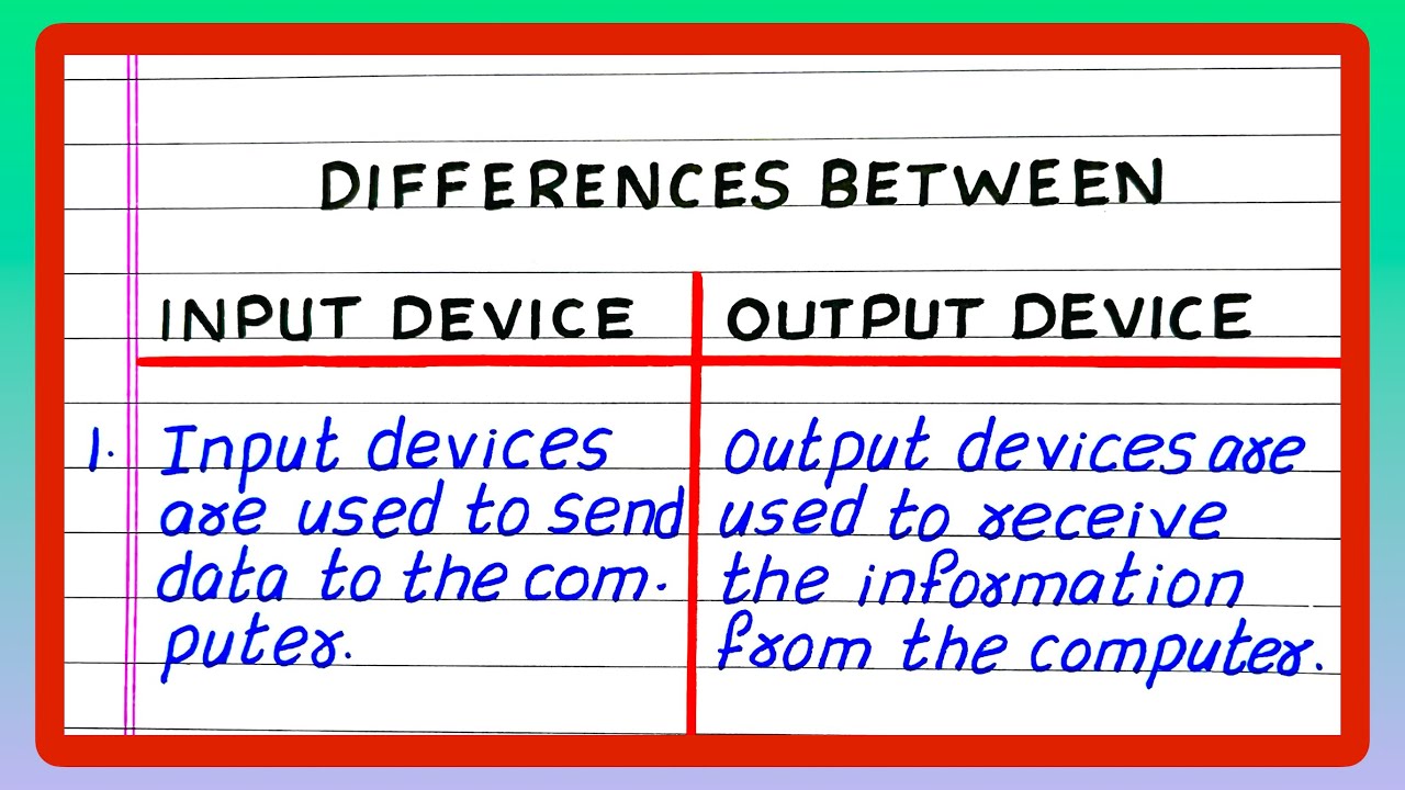 Differences between Input and Output | Differences between Input Device ...