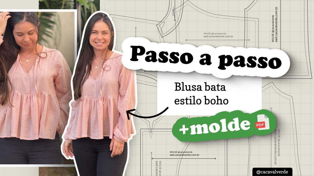Passo a passo como fazer | BLUSA BATA ESTILO BOHO +MOLDE 🤩👚