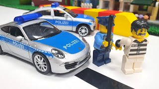 Construction Vehicles &amp; Excavator | Toy Police car chase | Rescue cars |  Lego stop motion