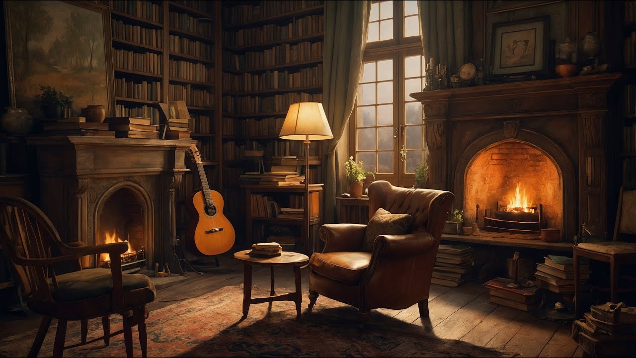 Cozy Fireplace Room | Spanish Guitar | Flamenco Style - YouTube