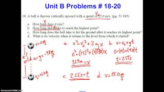 College Physics Kinematics Problem Set #18-19