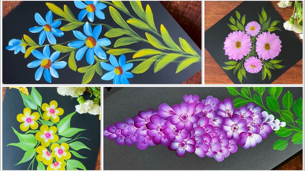 Beautiful one stroke art tutorial |Acrylic flower painting 🖼️