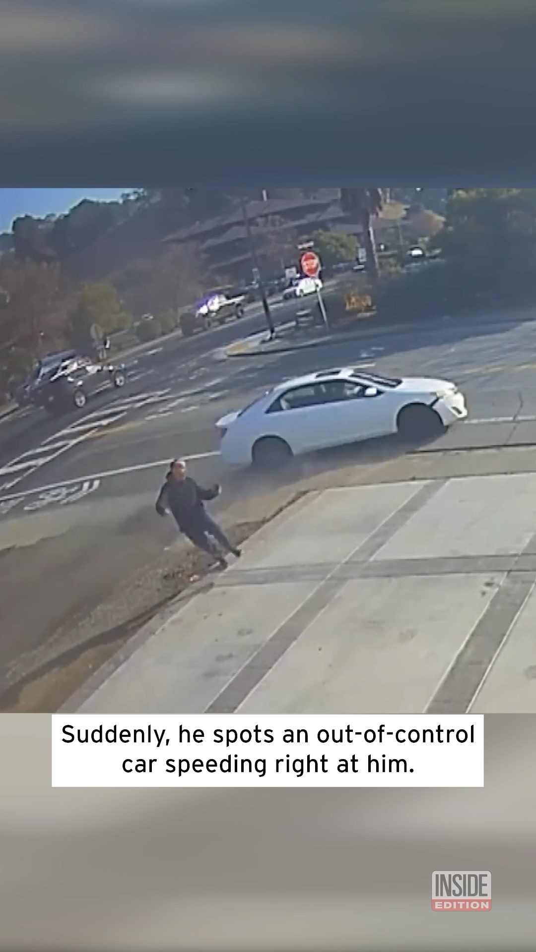 64-Year-Old Leaps to Avoid Out-of-Control Car #shorts
