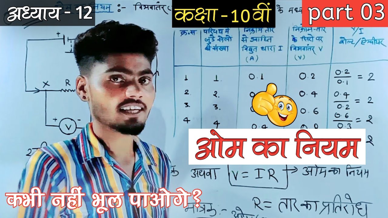 ओम का नियम class 10 ohm's law class 10 in hindi ओम का नियम class