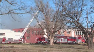 Raw Video: Crews battle fire at Columbus warehouse