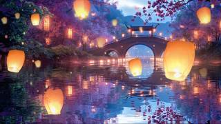 Floating Lantern River 4K • 20-Minute Soft Piano & Nature Ambience at Dusk • Calm Focus & Study screenshot 2