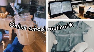 realistic online school morning routine grwm *productive*