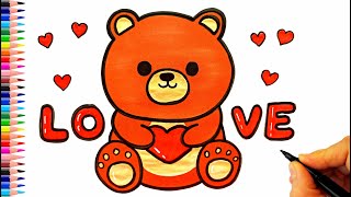 Kalp Tutan Sevimli Ayıcık Çizimi 💖 Ayıcık Çizimleri - How To Draw a Cute Teddy Bear