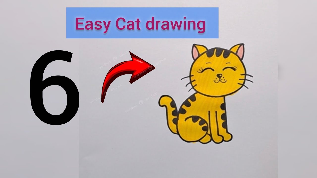 How to Draw a Cat With Number 6 | Cat Drawing Easy With Numbers | Pencil Drawing Easy |