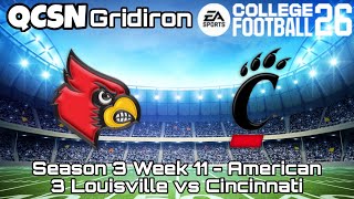 Season 3 Week 11: 3 Louisville vs Cincinnati | EA SPORTS College Football 26