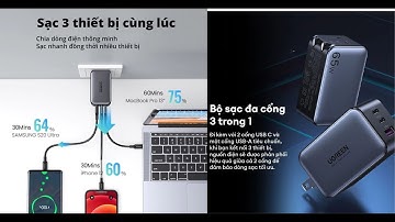 Củ sạc nhanh Ugreen 65W GaN 3 cổng 2C1A 65W