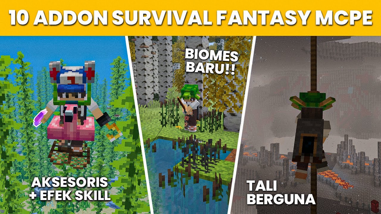 10 ADDON MCPE TERBAIK & BERGUNA UNTUK SURVIVAL MINECRAFT 1.21 - YouTube