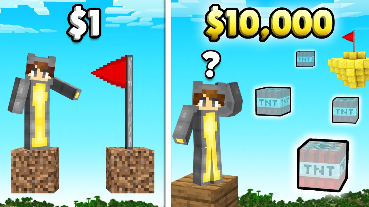 $1 vs $10,000 Minecraft Parkour!